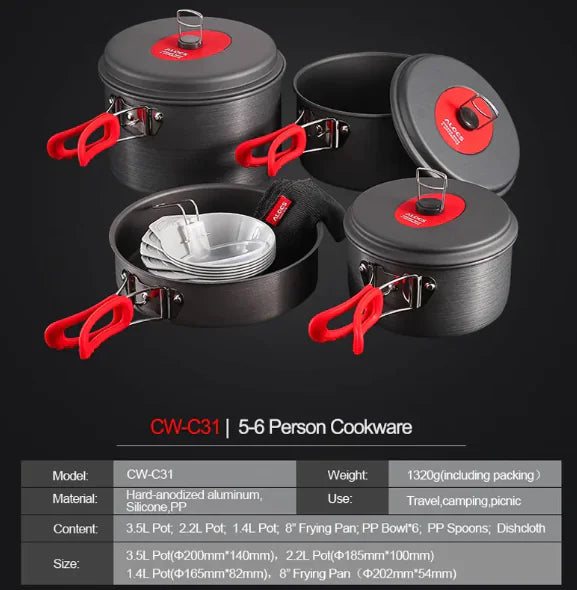 3-6 Person Portable Outdoor Cookware Set