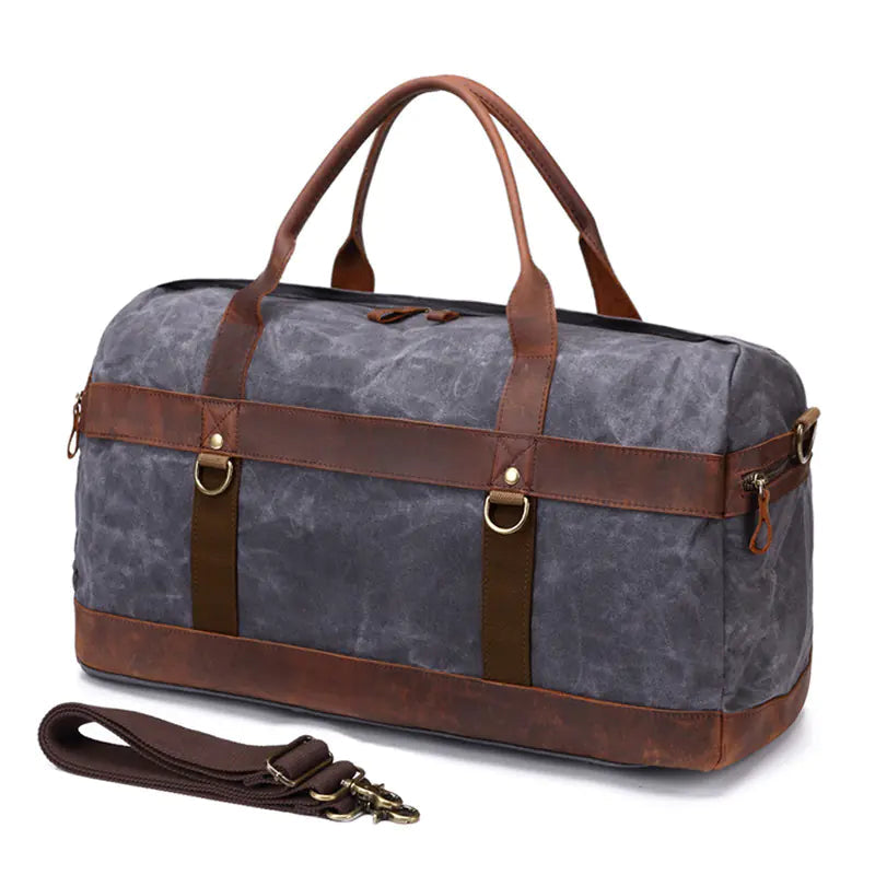 Vintage Waxed Canvas Travel Bag for Camping and Storage