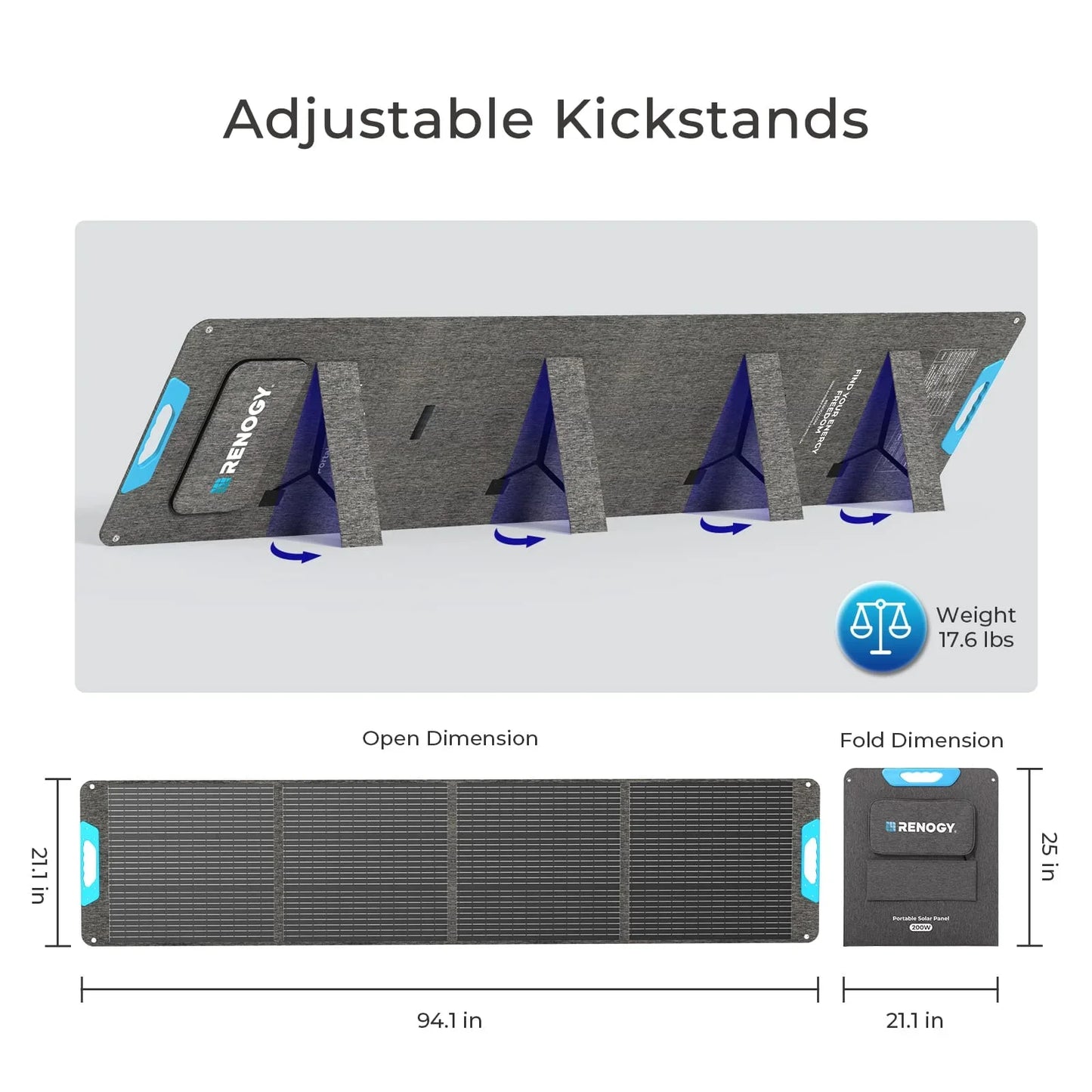 Renogy 200W Portable Solar Panel, IP65 Waterproof Foldable Solar Panel Power Backup, Solar Charger for Power Station RV Camping-4
