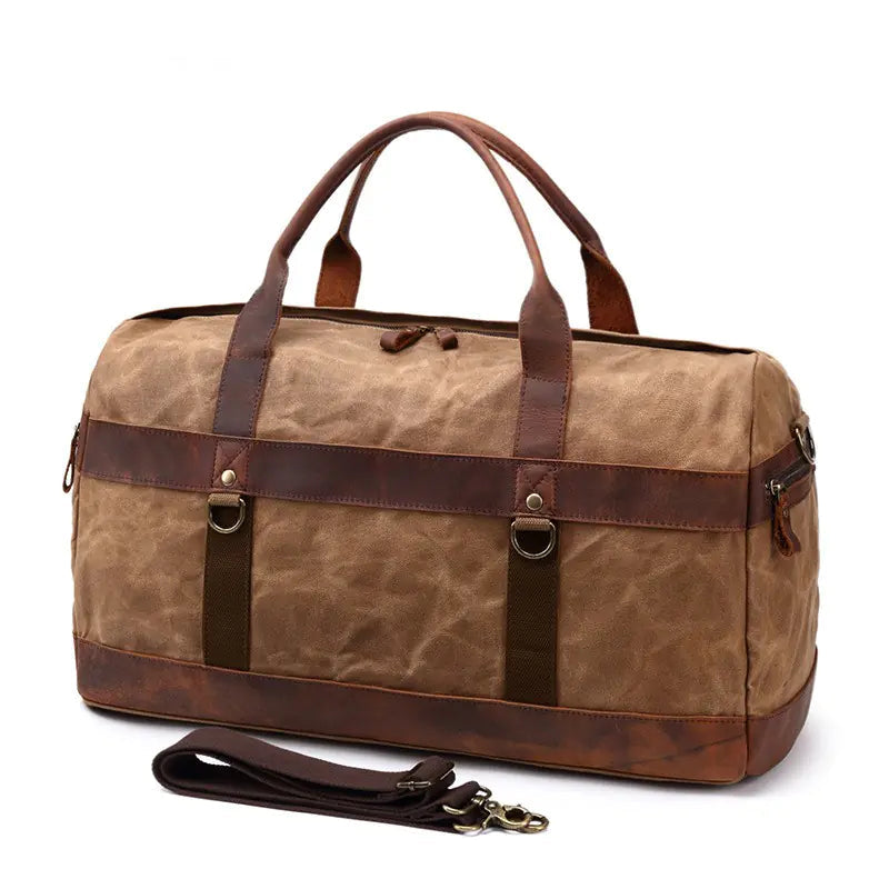 Vintage Waxed Canvas Travel Bag for Camping and Storage