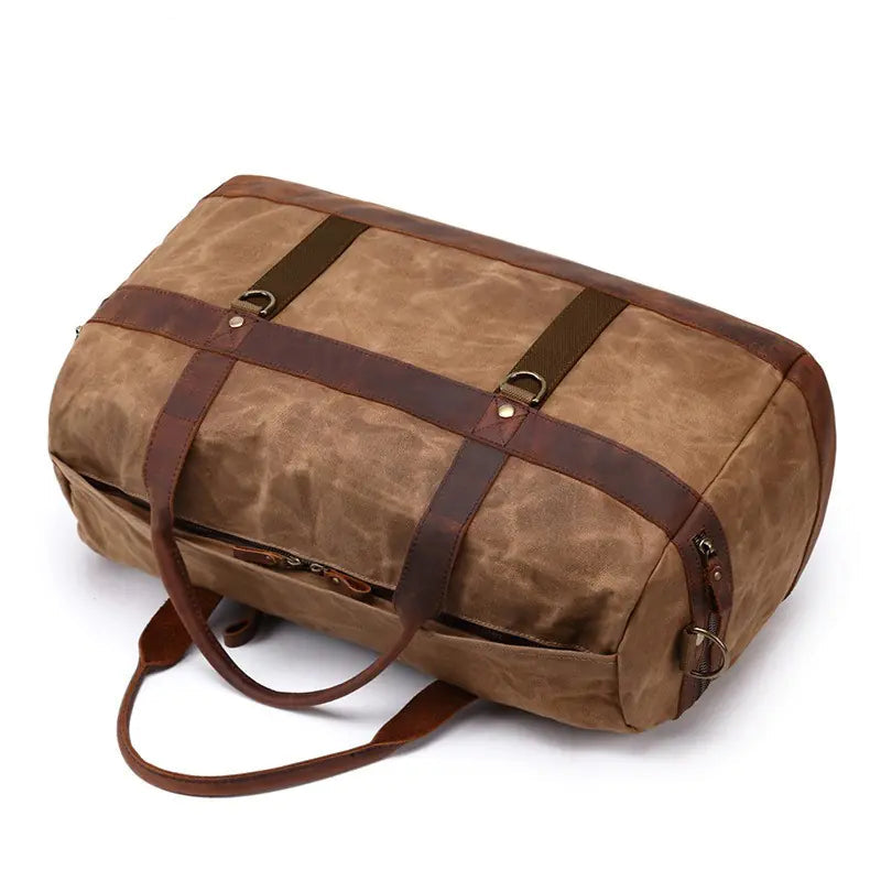 Vintage Waxed Canvas Travel Bag for Camping and Storage