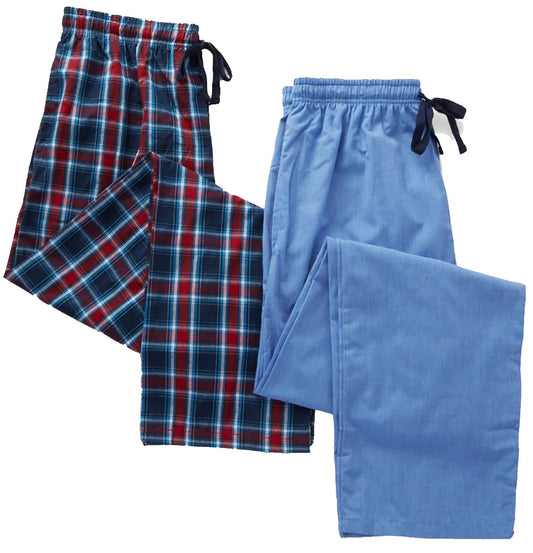Hanes Men's Big and Tall Woven Pants - 2 Pack Plaid and Solid-0