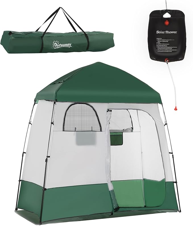 Outsunny Pop Up Shower Tent for Camping with 2 Rooms