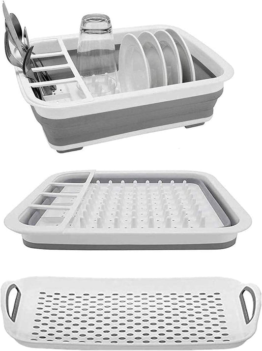 Collapsible Dish Rack and Drainboard Set