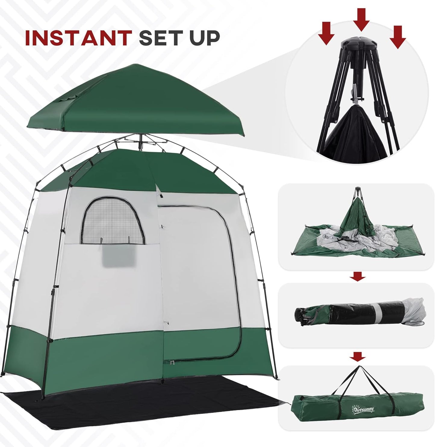 Outsunny Pop Up Shower Tent for Camping with 2 Rooms