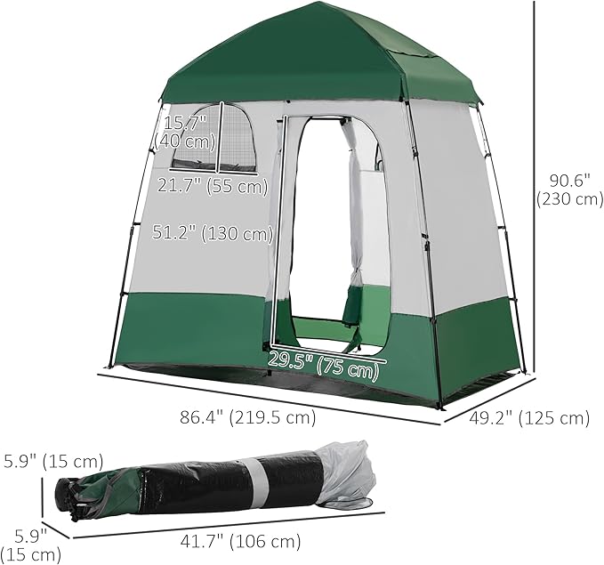 Outsunny Pop Up Shower Tent for Camping with 2 Rooms