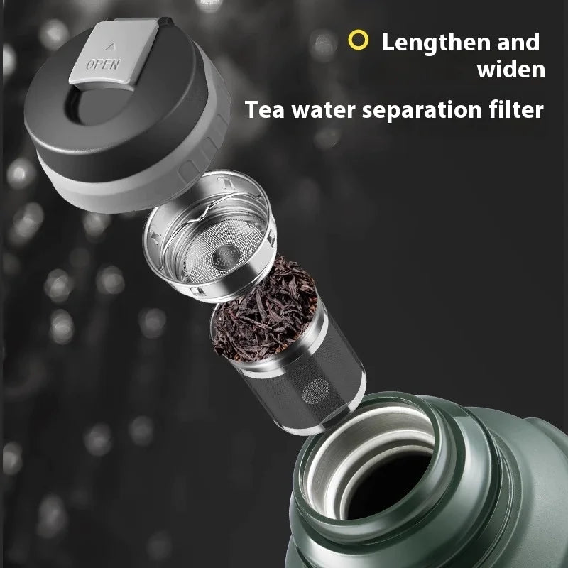 XXL Stainless Steel Vacuum Thermos With Tea Infuser
