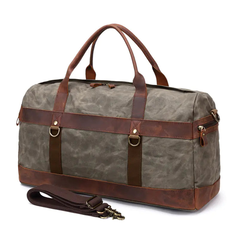 Vintage Waxed Canvas Travel Bag for Camping and Storage