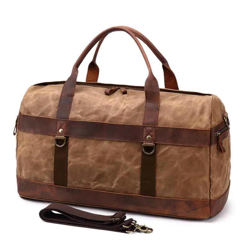 Vintage Waxed Canvas Travel Bag for Camping and Storage